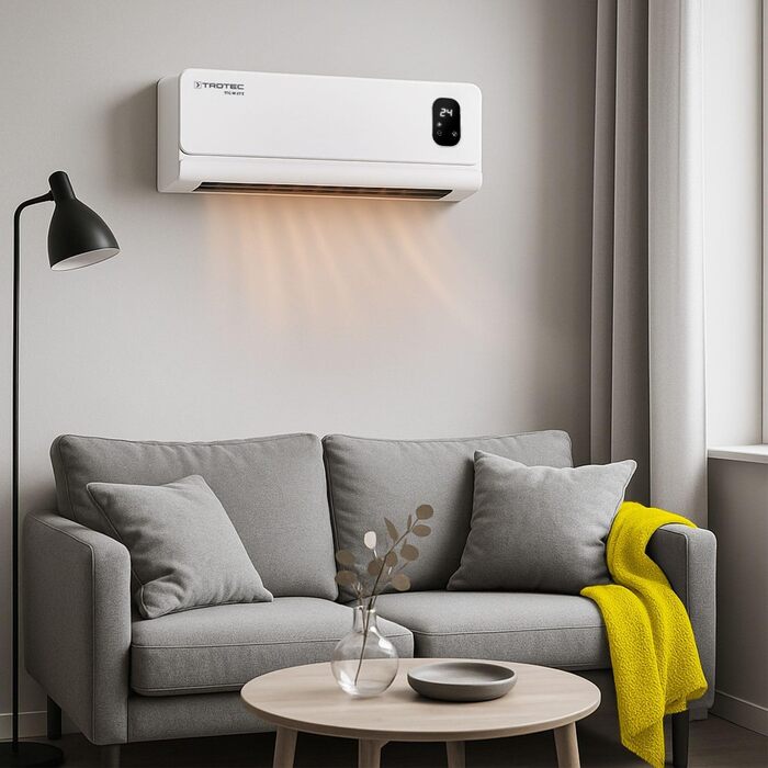 Настінний вентилятор-обігрівач TROTEC TFC-W 27 E керамічний вентилятор-обігрівач для настінного монтажу, опалення та вентиляції, IP44, керування термостатом