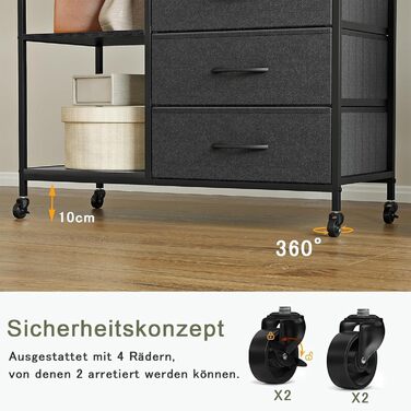 Штанга для одягу, міцна, для шафи - окремостояча портативна шафа-гардероба з колесами, дерев&39яною стільницею, сталевим каркасом, тканинними висувними ящиками та регульованими полицями, чорна