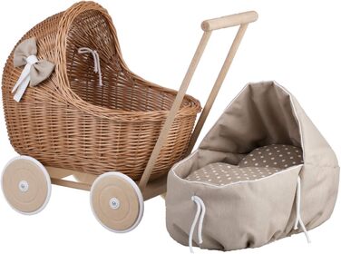 Плетені коляски для ляльок з постільною білизною ідеальна ідея для подарунка плетені коляски для ляльок красива іграшка з лози пле