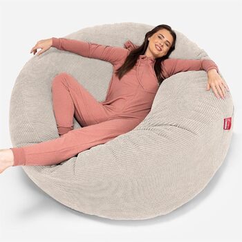 Лаунж Мопс, 'Мега-Мамонт Диван-мішок Beanbag XXL, Диван-ліжко, Помпон кремовий