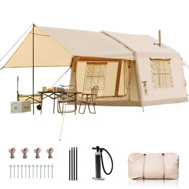 Надувний намет для кемпінгу, намет для активного відпочинку, надувний намет для глемпінгу з водонепроникної тканини Оксфорд, повітряні намети для глемпінгу, різні варіанти, 6 осіб тент