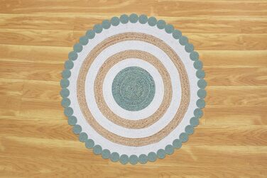 Килим з важкого матеріалу, гофрований, круглий, 30,5 см, бежевий, чорний, круглий килим, килим кілім, гребінчастий край, джутовий