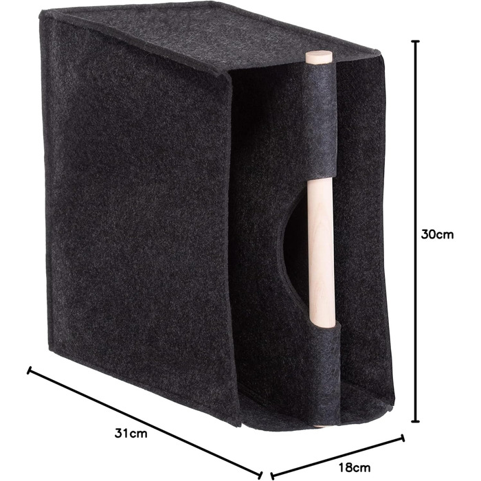 Стійка для газет Brandsseller Felt з дерев&39яною ручкою, приблизно 31 x 30 x 18 см, кошик/кишеня для газет - Читання - це як мріяти з відкритими очима - Антрацит
