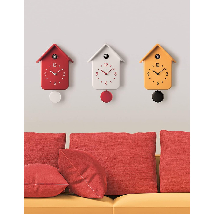 Годинник з кукушкою та маятником Guzzini QQ Червоний, 24,8 x 12 x в.39 см, мінімалістичний дизайн (16860208)