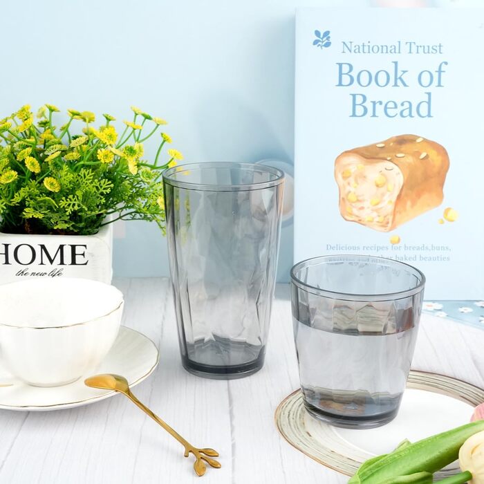 Набір склянок для води TIE-DailyNec 8 PCS, різнокольорові пластикові стакани для пиття 470 мл та 310 мл, небиткий стакан для пиття