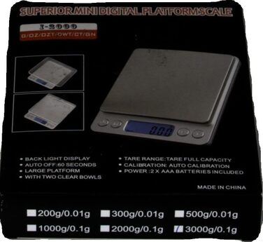 Кухонні ваги Gvolatee 3кг/0,1г електронні, цифрові ваги з нержавіючої сталі з РК-дисплеєм та функцією тари, точне автоматичне вирі