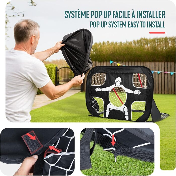 Висувні футбольні ворота, 2 шт., 120 x 80 x 80 см, Дитячі футбольні ворота з сумкою, Портативні складні футбольні ворота для саду, на природі та тренувань 2-в-1