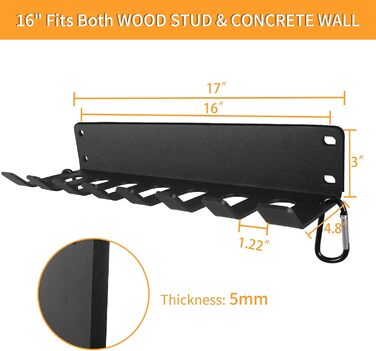 Органайзер для тренажерного залу, міцне зберігання штанг, настінне кріплення на 7 місць, тримач для олімпійської штанги, для зберігання в домашньому спортзалі, з порошковим покриттям, універсальний, для скакалок, ременів, поролонових роликів