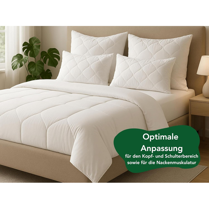 Подушка DREAMSTAR 40 x 80 см Комплект з 2 шт. Преміальний наповнювач для подушки 650 г Жорстка подушка з регульованою блискавкою Можна прати при температурі до 60 градусів Підходить для алергіків 40 x 80 см Преміум додатковий наповнювач, 2 шт., 40 x 80 см