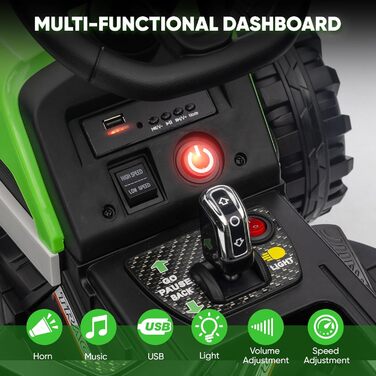 Дитячий електричний трактор, 12В 3-швидкісний трактор зі знімним причепом та пультом дистанційного керування 2.4G, дитячий електро