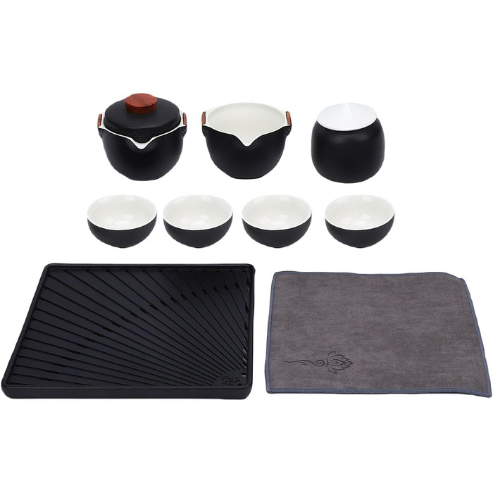 Портативний набір для чаювання в стилі гунфу, керамічний чайник з дорожнім чохлом та чашками для активного відпочинку та офісу