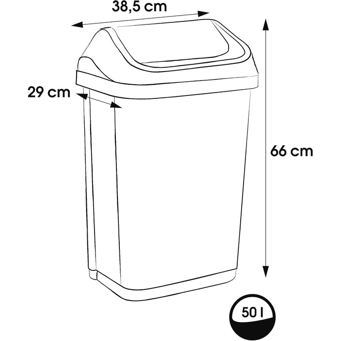 Відро для сміття з відкидною кришкою, 50 л, Swantje, графітово-сірий графіт 50 л, Swantje, графітовий 50 л