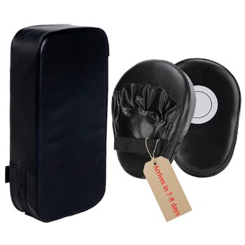 Набір боксерських щитків 2-в-1, боксерські щитки для кікбоксингу, ПУ щитки для рук, боксерські щитки, аксесуар для бойових мистецтв для кікбоксингу, тайського боксу, карате, муай-тай, тренувань з боксу, чорний
