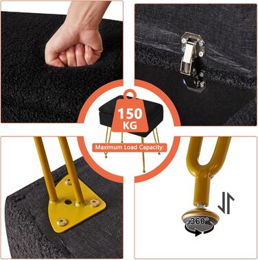 Туалетний стілець-стілець з місцем для зберігання, квадратний оксамитовий пуф Тедді, сучасний багатофункціональний макіяжний стілець для спальні, вітальні 40 x 30 x 47 см чорний HBD031B