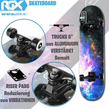 Скейтборд WeLLIFE для початківців, дерев&39яний скейтборд 80x20 см для дітей, підлітків та дорослих, кулькові підшипники ABEC-9, 9 шарів кленового скейту Double Kick Skate Concave Trick DBL464