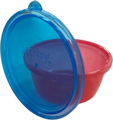 Набір дитячих мисок з кришками Nuby, 6 шт., 300 мл, різнокольорові (кольори можуть відрізнятися)