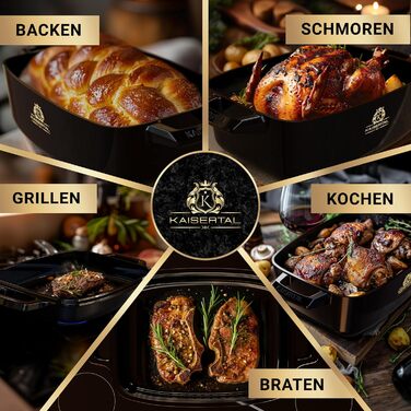 Емальована чавунна жаровня - чавунна каструля 6 л овальна, жароміцна - 7 кг жаровня з кришкою індукційна - каструля з кришкою, 28