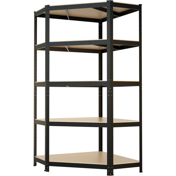 Кутова полиця casa pura Міцна полиця 180x90x40 Полиця та верстак Підвальна полиця, полиця для зберігання (Кутова полиця чорного кольору, 180 x 90 x 40 см) Кутова полиця чорного кольору 180 x 90 x 40 см