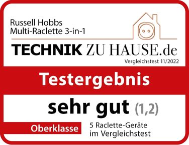 Раклетний гриль Russell Hobbs 8 персон включаючи 8 сковорідок і дерев'яну лопатку, 2 настільні пластини для гриля Multi-Grill (натуральний камінь з каналом для соку, двостороння пластина з антипригарним покриттям, ребриста) Чорний, 26280-56 Раклет квадрат