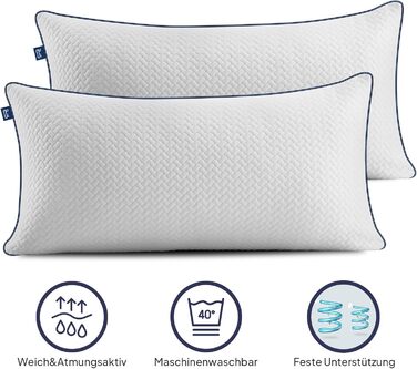 Подушка BedStory 40x80 з регульованим наповнювачем Мікрофібра 950 г x 2, комфортна для готелів Сертифіковано Oeko-TEX 100 Дихаюча та придатна для прання в пральній машині Для дивана усіх положень для сну 4080 см