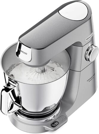 Кухонний комбайн Kenwood Titanium Chef Baker XL KVL85.004SI з вбудованими вагами, чашею 7 л, блендером та набором насадок (вінчик, гак, міксер), 1200 Вт, сріблястий