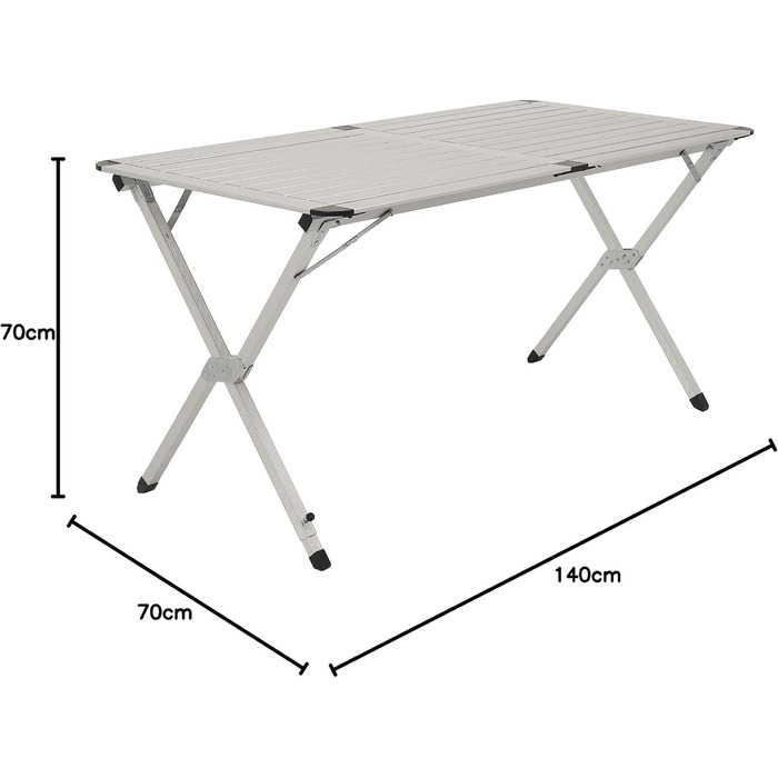 Алюмінієвий кемпінговий стіл CampFeuer для 4 осіб 140 x 70 x 70 см Складаний, розкладний та регульований по висоті Алюмінієвий розкладний стіл, згортається стіл для кемпінгу, саду та патіо