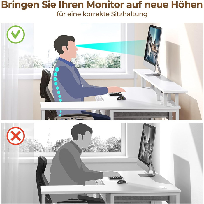 Г-подібний стіл Rolanstar з шухлядами, двосторонній ігровий стіл з розеткою, світлодіодним освітленням та підставкою для монітора, комп&39ютерний стіл 163 см для офісу, кабінету, спальні, білий