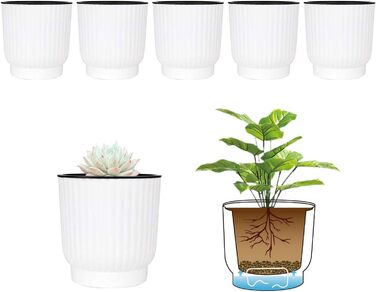 Кашпо для квітів з гнітом пластикове, кашпо для орхідей, кашпо для базиліка, кашпо для квітів малий набір біле набір з 6 шт. Ф12см