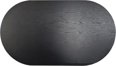 Обідній стіл SAM Ovi 204 x 90 см Деревина чорного кольору Стільниця товщиною 40 мм V-подібні ніжки Овальний обідній стіл з прямими краями Дерев&39яний обідній стіл Дерев&39яний обідній стіл 204 x 90 см Чорний