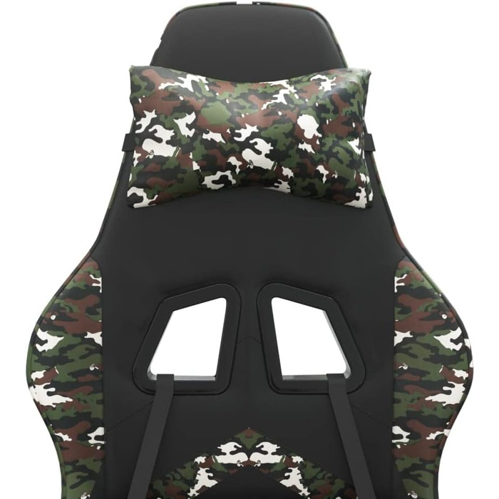 Геймерське крісло з підставкою для ніг, обертове, чорний камуфляж, штучна шкіра, регульована спинка, висота, функція повороту на 360 градусів, ергономічне, зручне, міцний матеріал, USB-порт, 36,5 x 42 см (Ш x Г), зелений колір