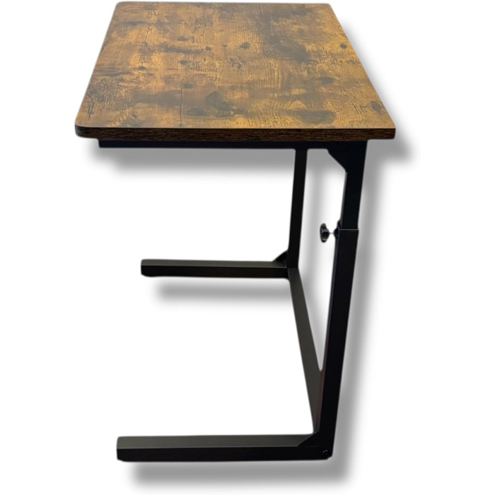 С-подібний журнальний столик для дивана з регульованою висотою, столик для ноутбука для дивана та ліжка, рустикальний коричневий