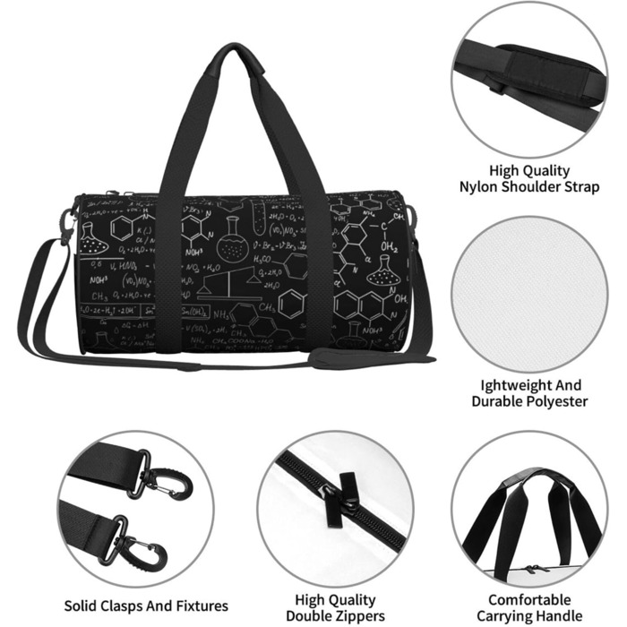 Дорожня сумка Ананас, кругла, великої місткості, легка та міцна, ідеальний подарунок для походів, відпустки, ділових поїздок та іншого, абстрактний науково-хімічний 3D малюнок, універсальний розмір