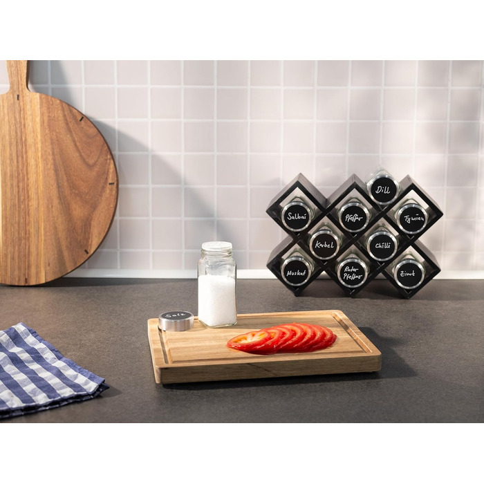 Дерев&39яна підставка для спецій сертифікована FSC підставка для спецій для шафи підставка для спецій для дверцят шафи, кухонний органайзер без свердління (чорна, 10 банок)