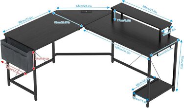 Ігровий стіл L-подібної форми 160x135 см - кутовий стіл з підставкою для монітора та відділенням для зберігання 2 розетки 2 USB-порти комп&39ютерний стіл