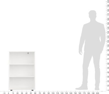 Полиця шириною 60 см Біла - Книжкова полиця з 3 рівнями та полицями з регульованою висотою, окремостояча полиця, полиця для зберігання Книжкова полиця Lumo 60 x 90 x 24 см (Ш x В x Г) 3 рівні (60Ш x 90В x 24Г) Біла