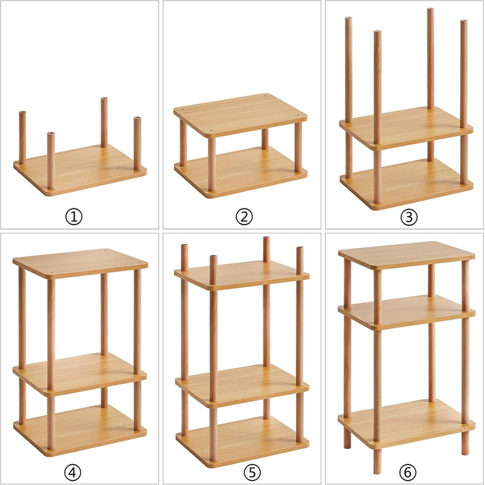 Дерев&39яний журнальний столик IBUYKE, тумбочка з 3 ярусами, 39x29x68,5 см, журнальний столик, столик для дивана, для спальні, вітальні, сучасний дизайн, легке складання, натуральний WST003N 39 x 29 x 68,5 см натуральний