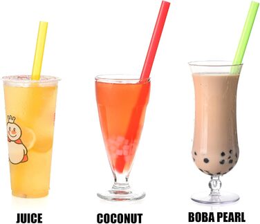 Багаторазові пластикові соломинки Boba, соломинки для бульбашкового чаю, загострений дизайн, кольорові соломинки для смузі довжино