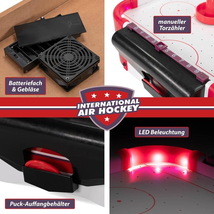Міні-настільна гра Nexos Trading Air Hockey зі світлодіодним освітленням та вентилятором 55 x 31 x 9,5 см