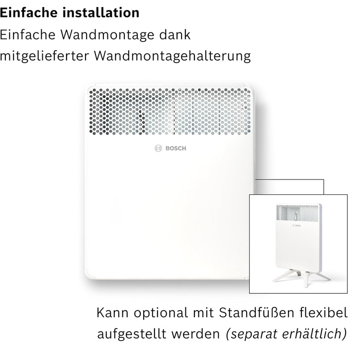 Електричний конвектор для приміщень площею до 5 м - Індивідуальне регулювання - Зі світлодіодним дисплеєм, захистом від перегріву та блокуванням від дітей - Легке встановлення - 500 Вт, 4000-5 -