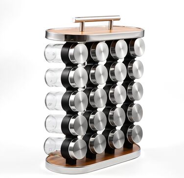 Органайзер для спецій, 20 склянок для зберігання спецій з ручкою для кухонної комори