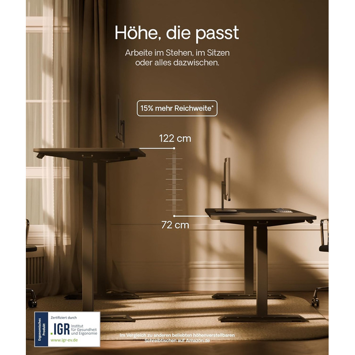 Робочий стіл з електричним регулюванням висоти 160x80 см - Стабільний робочий стіл з електричним регулюванням висоти з сенсорним е