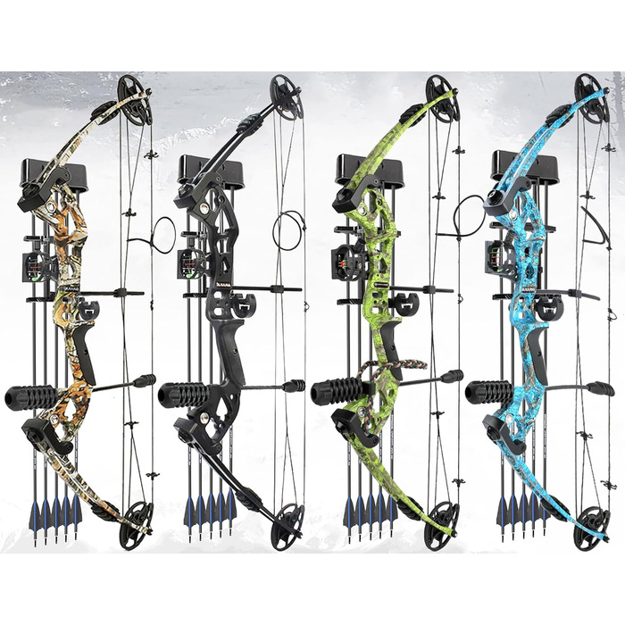 Набір складених луків ZSHJGJR – регульований мисливський та спортивний лук 30–60 lb, 310 fps, для правшів, синій