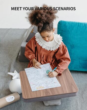 Стіл для ноутбука з подушкою, портативний столик для ліжка, сумісний з ноутбуками до 15,6 дюймів (39,6 см), підставка для ліжка, дивана та килима, підставка для книг, планшетів та графічних планшетів, темне коричневе дерево