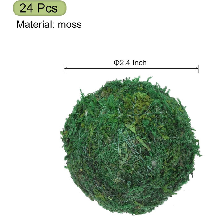 Карта джерела Мохові кульки 2,4 дюйма Зелені декоративні мохові кульки для центральних мисок Ваз Домашній декор 24 шт.