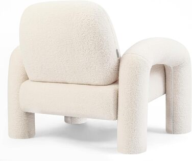 Крісло Lia, крісло для відпочинку, одномісний диван у букле - одномісне крісло, м&39яке крісло, диван до 120 кг - елегантне крісло, диван-гойдалка, крісло-реклайнер для вітальні, спальні в білому кольорі
