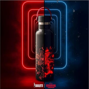 Термос Bialetti Stranger Things, 600 мл світиться в темряві, тримає температуру, не можна мити в посудомийній машині, сріблястий