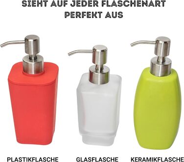 Мильна помпа Kapitan з нержавіючої сталі для дозатора для пляшок з різьбленням 28 мм, шліфована, 2 шт. и Шліфована нержавіюча стал