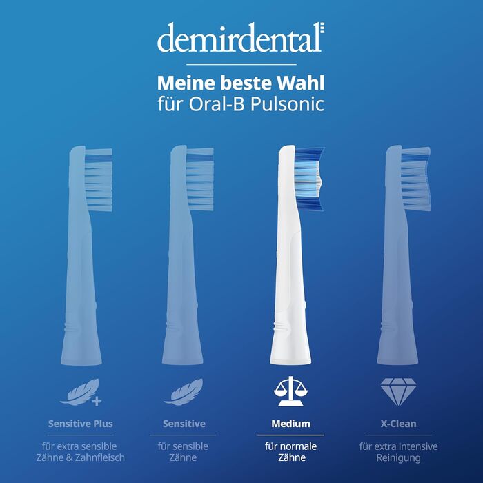 Щітки від demirdental для Oral-B Pulsonic Brushes, Середні щітки, змінні щітки для щоденного прибирання, 10 шт. по 10 шт. (1 упаковка)