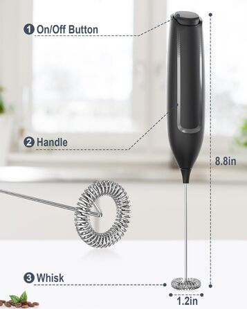 Паличка для збивання молока/вспениватель молока електричний портативний з потужним міксером для напоїв Кавовий віночок на батарейк