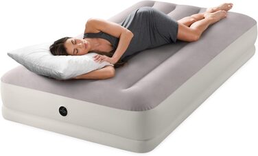 Надувний матрац Intex 64177E Dura-Beam Standard Prestige Mid-Rise Fiber-Tech розмір Twin повітряний насос Quickfill USB висота ліжка 30,5 см вантажопідйомність 136 кг, надувний матрац Twin